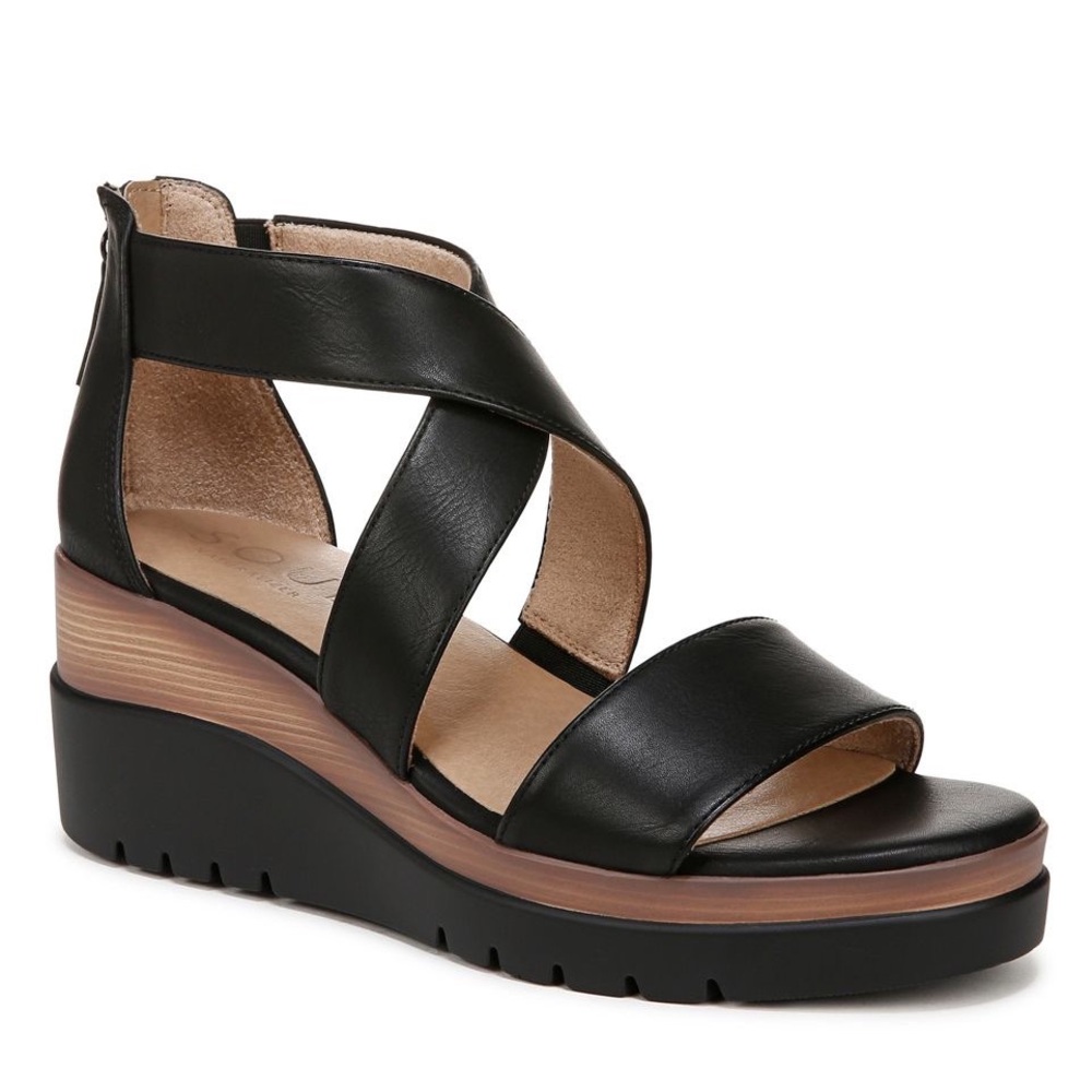 Soul Naturalizer Women’s Goodtimes Ankle Strap Wedge Sandals Black Size 8.5